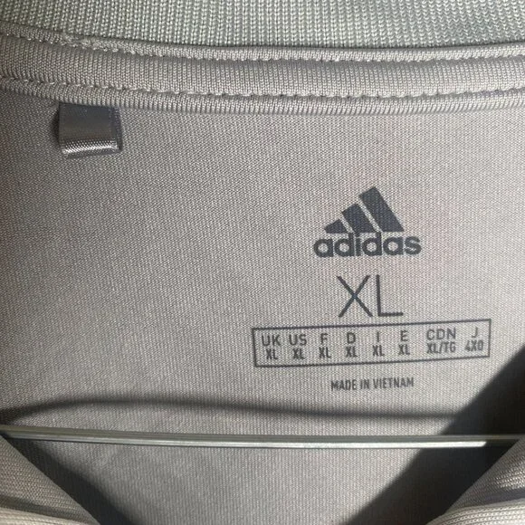 Adidas Mens XL Gray Long-Sleeve Polo Shirt With Zip Collar - Picture 2 of 7